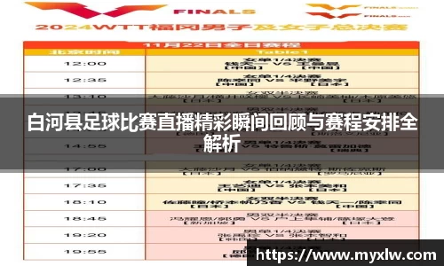 白河县足球比赛直播精彩瞬间回顾与赛程安排全解析